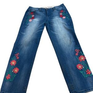 Vintage America Blues Bestie Jeans Size 12 R 31 Embellished Embroidered Flowers